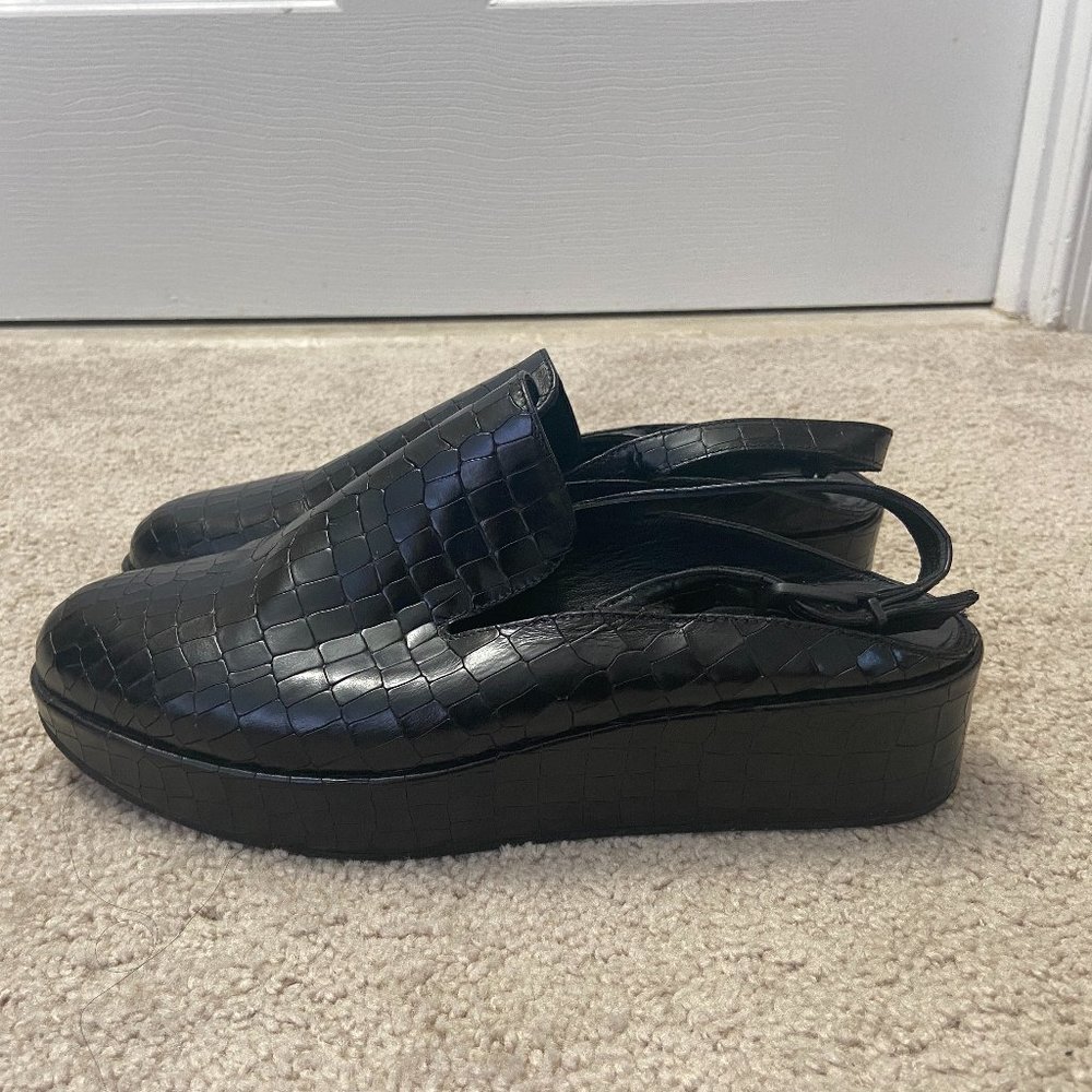 Wedge Black Sling Back Shoes